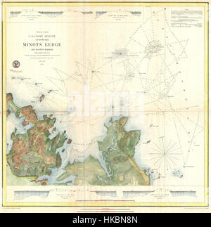 1853 U.S.C.S. Map of Minots Ledge, near Boston Harbor ( Cohasset )   Geographicus   MinotsLedge2 uscs 1853 Stock Photo