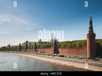 Kremlin red wall in Moscow on sunny day Stock Photo