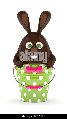 3d rendering of Easter chocolate bunny egg isolated over white background Stock Photo