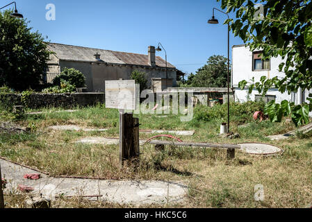 Old abandoned vintage mini golf course. Obsolete children's infrastructure. Stock Photo