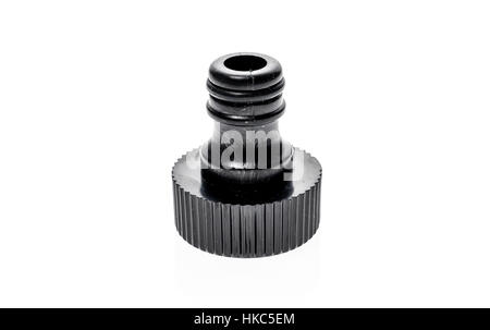 Different Garden water hose nozzle or connectors isolated on white background Stock Photo