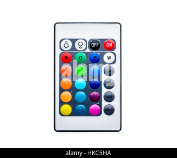 Infrared remote control keyboard for home LED lighting. Isolated on white background. Studio photography. Stock Photo