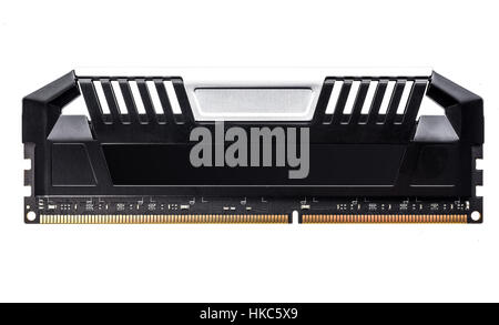 Modern Professional RAM memory module with black radiator heat sink isolated on white background Stock Photo