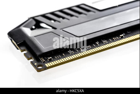 Modern Professional RAM memory module with black radiator heat sink isolated on white background Stock Photo
