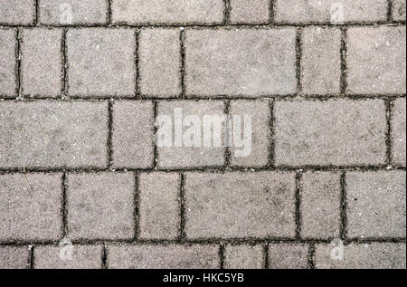Concrete or cobble gray pavement slabs or stones  for floor, wall or path. Traditional fence, court, backyard or road paving. Stock Photo