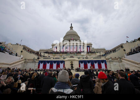 The U.S. Marine Corps band plays at the start of the 58th Presidential Inauguration ceremony for Donald Trump at the U.S. Capitol Building January 20, 2017 in Washington, DC. Stock Photo