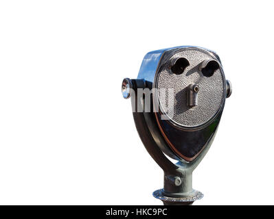 Coin operated binocular white background. Stock Photo