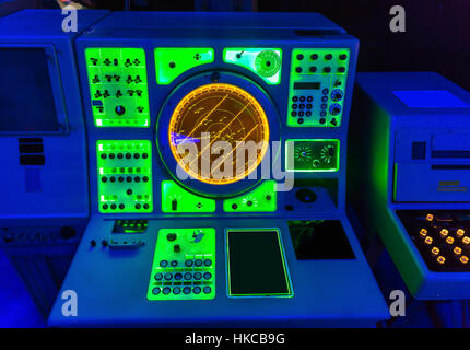 Navigation marine radar on captain's bridge. Ship control panel Stock ...