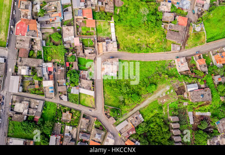 Aerial View Of City Neighborhood, Banos De Agua Santa, Tungurahua Province, South America Stock Photo