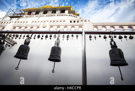 Pagoda with bells in temple Wat Saket also known as Golden Mount in Bangkok, Thailand Stock Photo