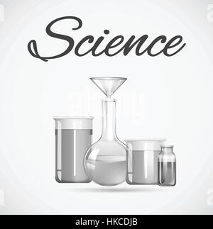Science beakers with chemical inside illustration Stock Vector