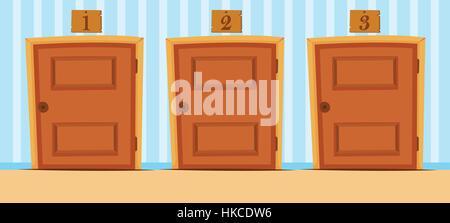 Doors with numbers in the house illustration Stock Vector
