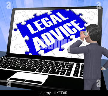 Legal Advice On Laptop Showing Legal Assistance 3d Rendering Stock Photo