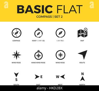 Basic set of compass icons Stock Vector