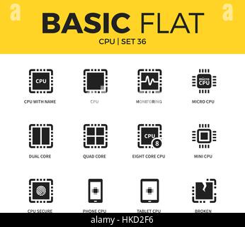 Basic set of CPU icons Stock Vector