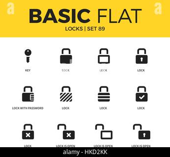 Basic set of Locks icons Stock Vector