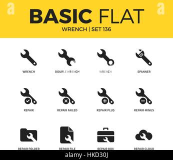 Basic set of Wrench icons Stock Vector
