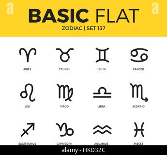 Basic set of zodiac icons Stock Vector