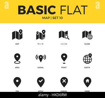 Basic set of map icons Stock Vector