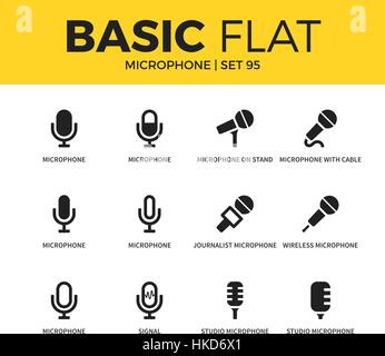Basic set of Microphone icons Stock Vector