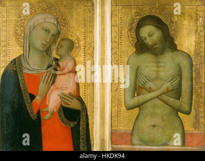 7 Diptych, Virgin and Child, Man of Sorrows. ca. 1366, Philadelphia Museum of Art. Stock Photo