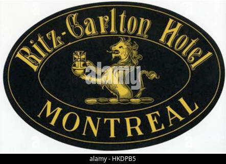 Ritz Carlton Hotel, Montreal, Luggage Label Stock Photo