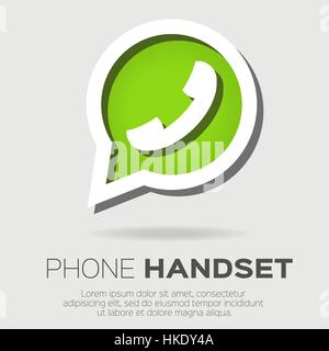 Telephone handset in speech bubble vector icon - green version. Stock Vector