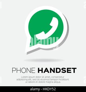Telephone handset in speech bubble vector icon - green version. Stock Vector