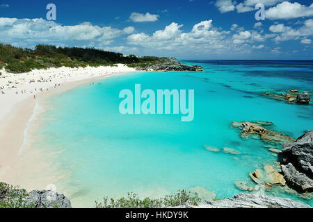 People on vacation in Pink Sand beach Bermuda Stock Photo