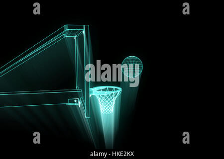 Basketball in futuristic Hologram Style. Nice 3D Render Stock Photo