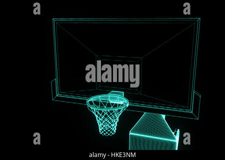 Basketball in futuristic Hologram Style. Nice 3D Render Stock Photo