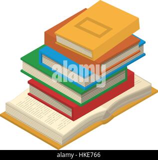 Vertical stack of books and tutorials. Stock Vector