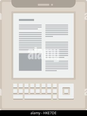 Electronic mobile white book with keyboard icon. Stock Vector