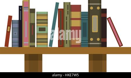 Set of old books on bookshalf. Flat vector. Stock Vector
