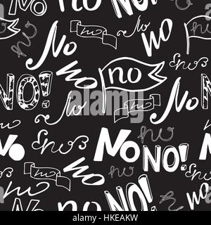 black white seamless vector pattern with word no. Stock Vector