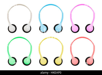 Isolation With Clipping Path Of Pastel Colored Headphones On White Background Stock Photo