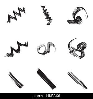 Collection of grungy hand-drawn spirals, lines and waves, made with marker Stock Vector