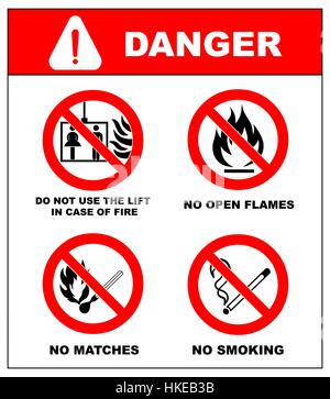 No smoking, No open flame, no matches, no lift. Stock Vector