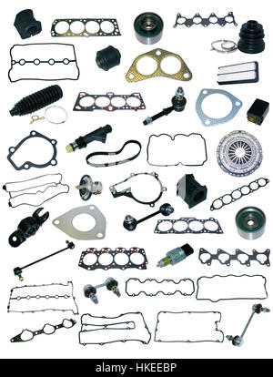 Spare parts car on the white background Stock Photo