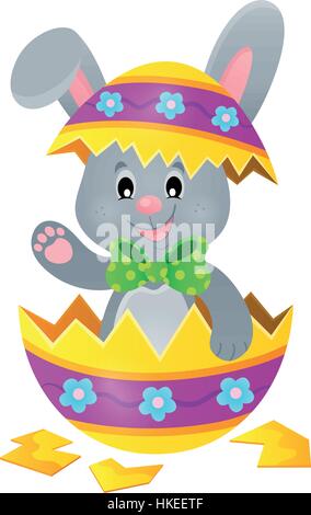 Easter bunny in eggshell theme image 1 - eps10 vector illustration. Stock Vector