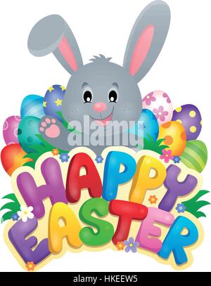 Easter Bunny Rabbit Eggs Sign Background Cartoon Stock Vector Image ...