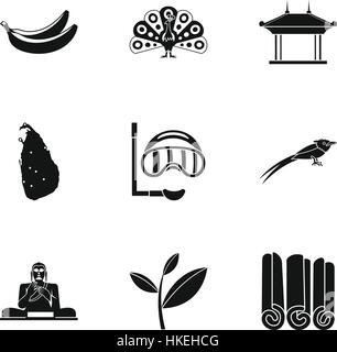 Attractions of Sri Lanka icons set. Simple illustration of 9 attractions of Sri Lanka vector icons for web Stock Vector