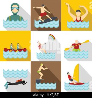 Water stay icons set. Flat illustration of 9 water stay vector icons for web Stock Vector