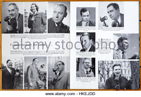 BBC Broadcasting Commentators for sound for the Coronation of Queen Elizabeth II in 1953 Stock Photo