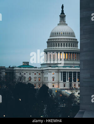 The newly renovated National Gallery of Art East Building and dome of the Capitol Building Stock Photo