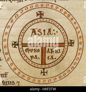 Diagrammatic T O world map   12th c Stock Photo