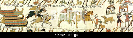 A scene from the Bayeux Tapestry depicting William the Conqueror ...