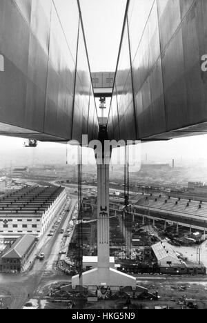 A view of Belfast from the giant Goliath crane at the shipyard of Harland and Wolff in Belfast. It is installed as part of the company's vast new shipbuilding complex, which comprises a building dock, the crane, new steelworking facilities and an unloading jetty. Stock Photo