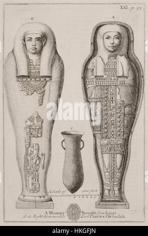 A Mummy brought from Egypt to the Right Honourable Lord Charles Cavendish   Pococke Richard   1743 Stock Photo