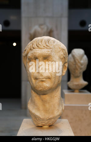 Trajan. Roman Emperor from 98 to 117 AD. Marble. Early 2nd century. Bust. Spain. Stock Photo
